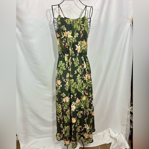 h&m black floral chiffon maxi dress size 4 - Picture 7 of 9
